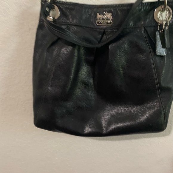 Coach Madison Timeless Black Pebble Leather Shoulder Bag With Hang Tag 14”L - Picture 9 of 16